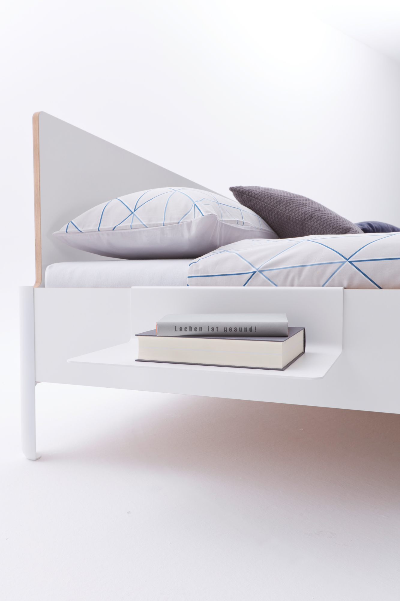 Nait Bed with headboard CPL white Müller Möbelwerkstätten