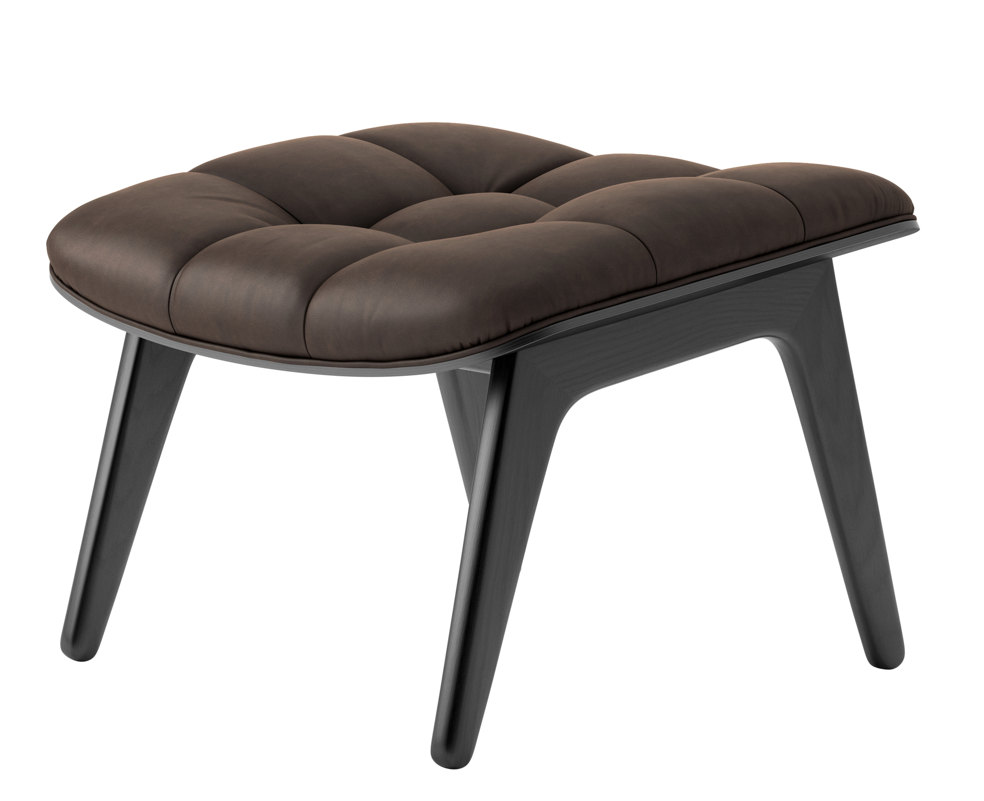 Mammoth Ottoman Leather Cover Norr11 Oak black Dunes Leather dark brown