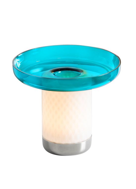 Bontà Battery Lamp Body with Plate in Blue Artemide