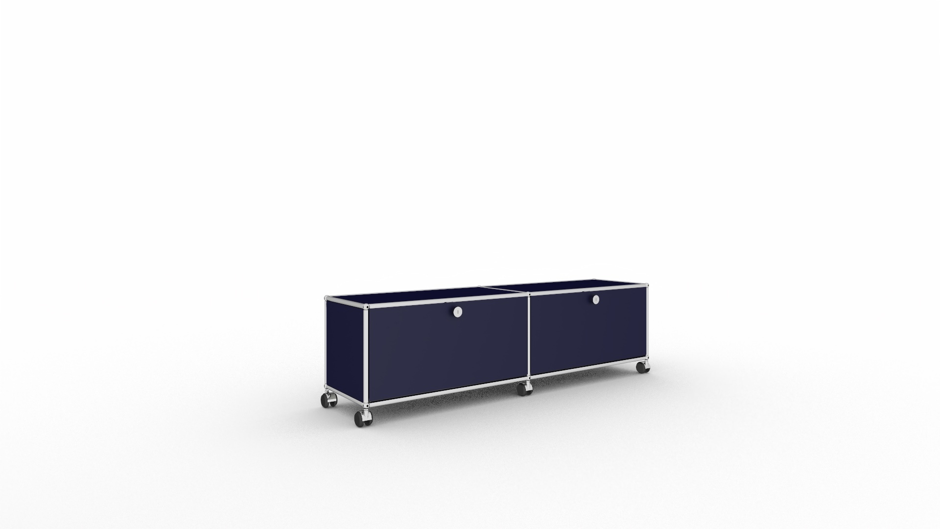 USM Haller schmales TV Lowboard stahlblau