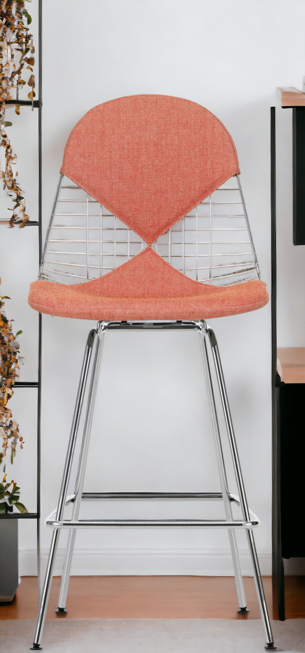 Eames Wire Bar Stool Medium with seat and back cushion Vitra  