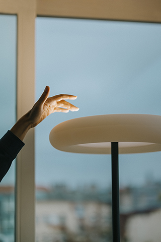 Oto floor lamp round base Belux 