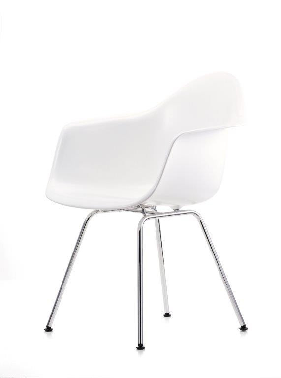 Eames Plastic Arm Chair DAX Chair Vitra Chrome - White