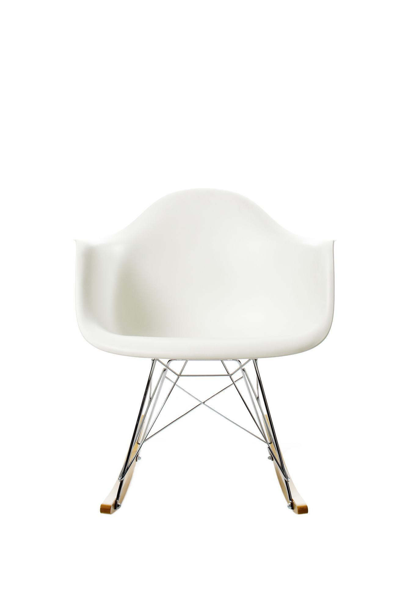 Eames Plastic Arm Chair RAR Rocking Chair Vitra Maple yellowish - Chrom - White