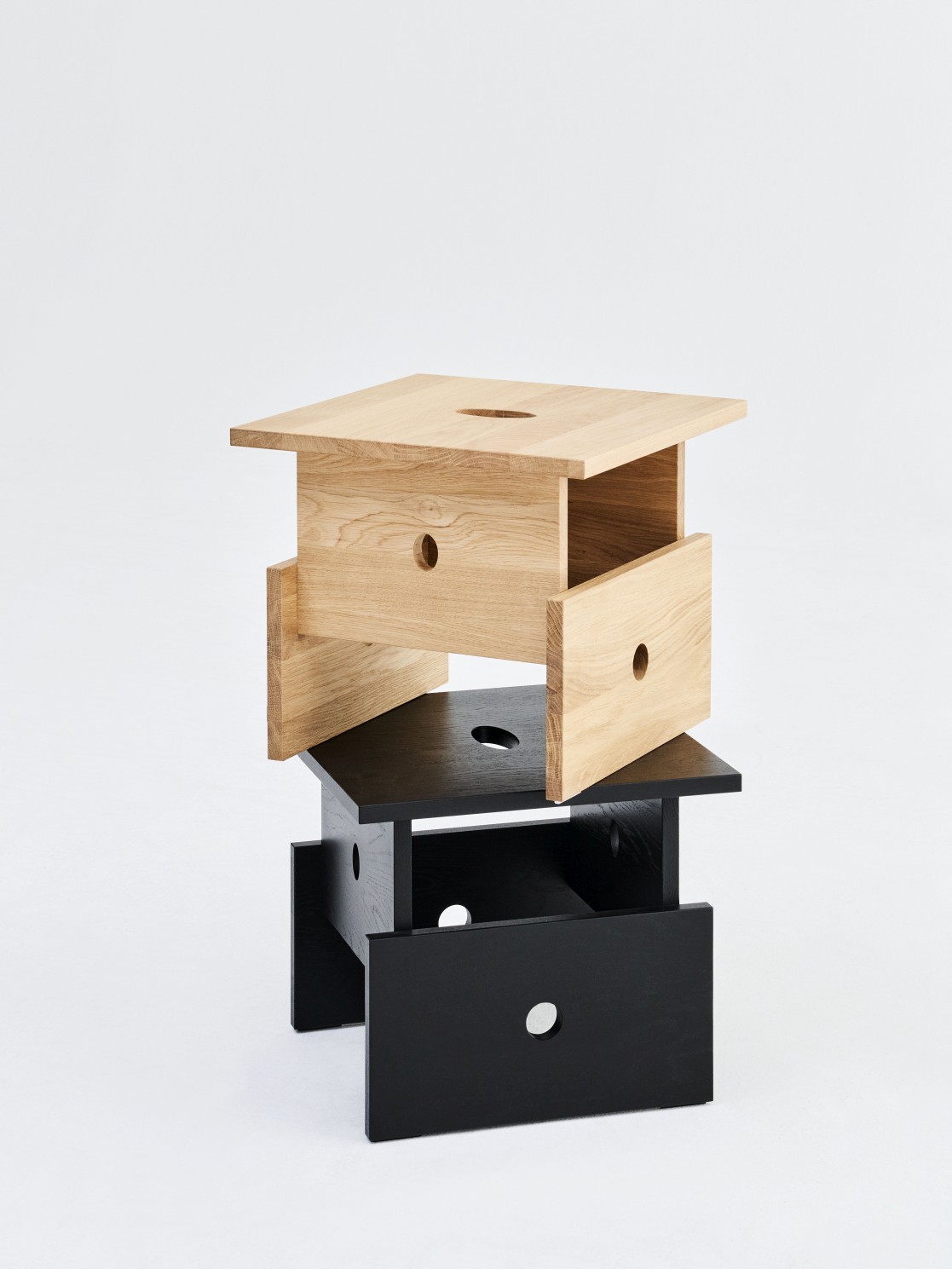 Wood Box Coffee Table Hay oak black water-based lacquer