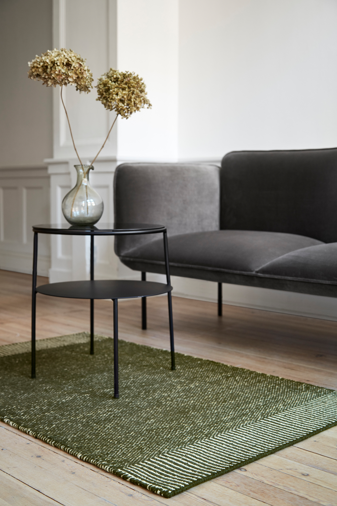 Duo Side Table Black with Dark Smoked Glass Woud