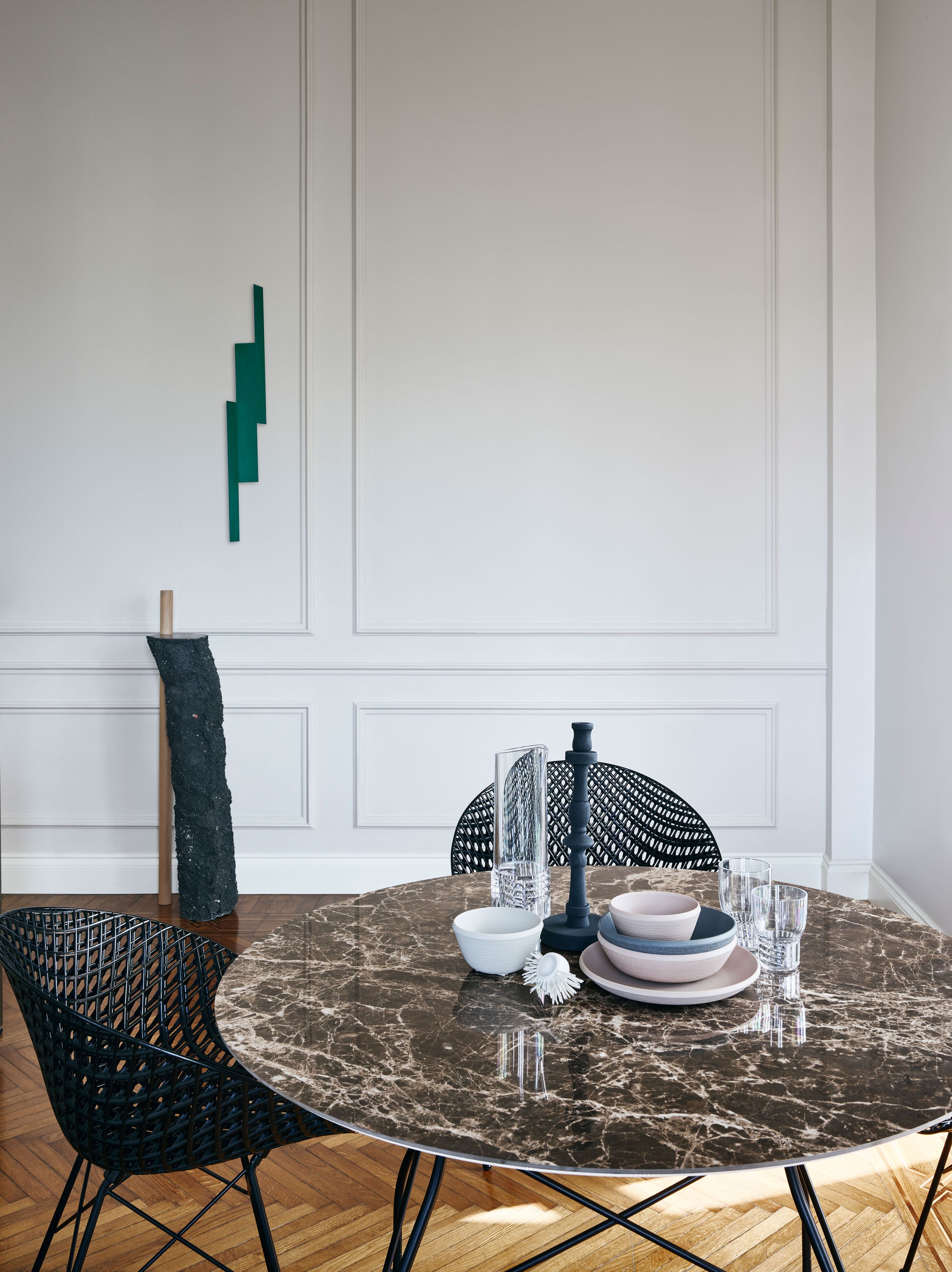 Glossy Table Marbled Stoneware Kartell