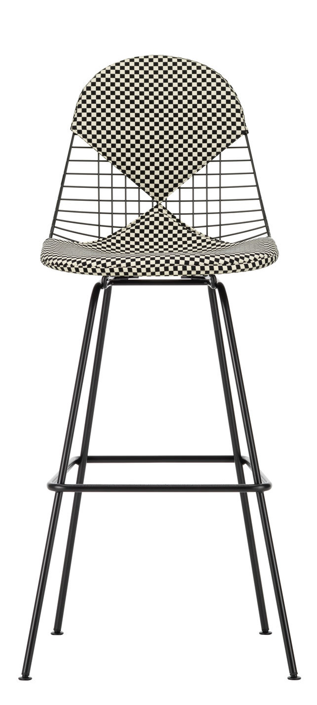 Eames Wire Bar Stool Bar stool High with seat and backrest upholstery Vitra