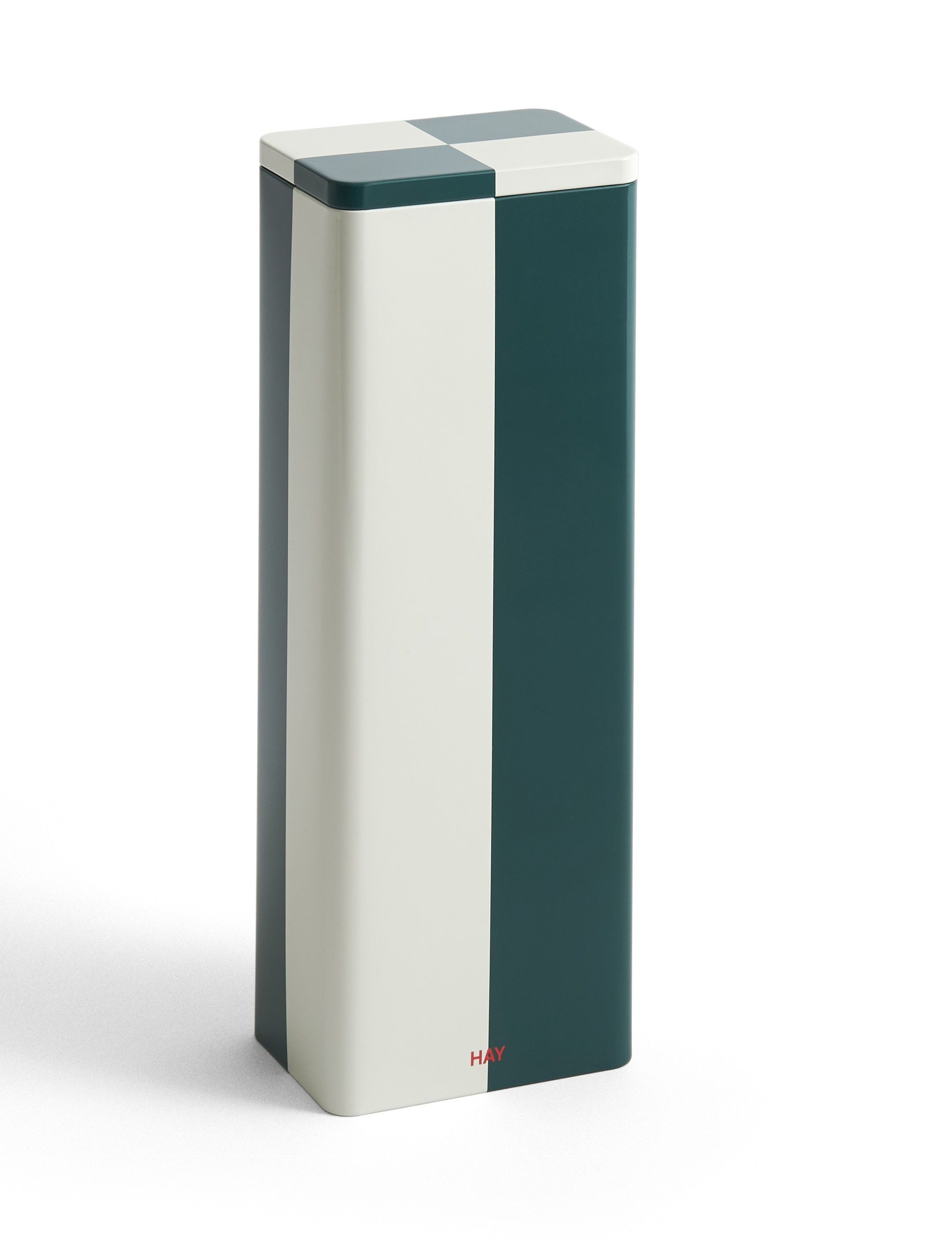 Tin Container Slim Green and off-white storage box Hay 