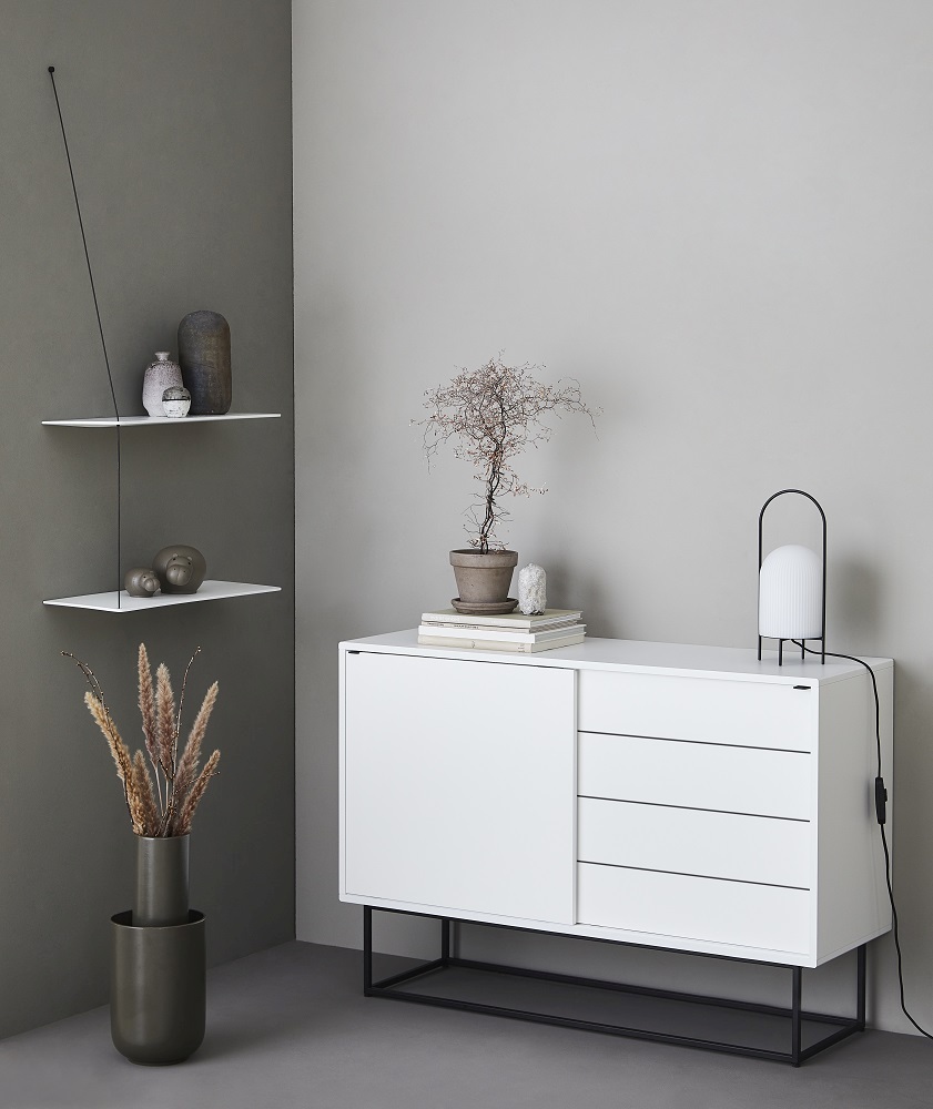 Stedge Wall shelf width 60 cm Woud oak white pigmented