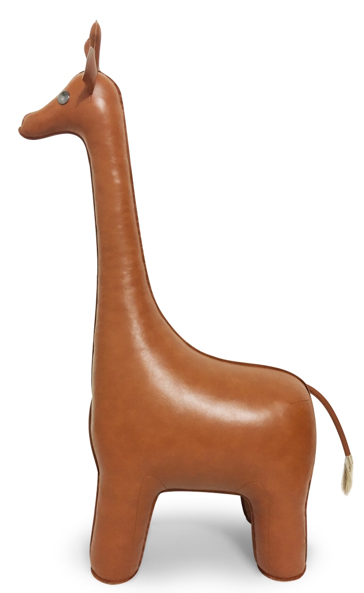 Braune Ledertier XXL Giraffe Zuny, ein dekoratives Stofftier für Kinderzimmer und Wohnraum.