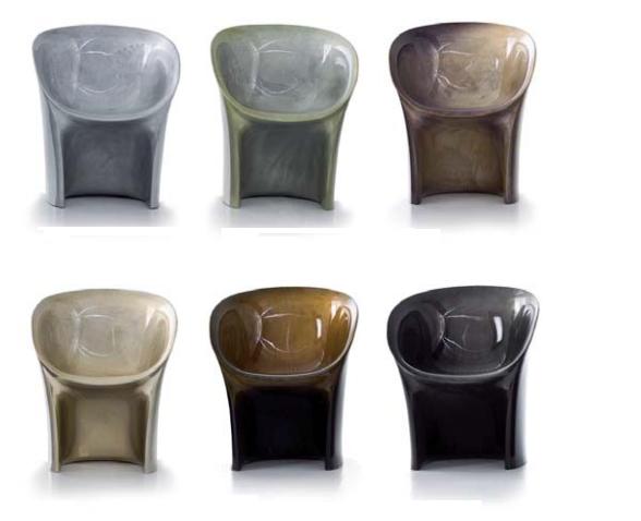 Produktbild: Sechs Moon Sessel von Moroso in verschiedenen Metallic-Farben. Designermöbel für modernes Wohnen.