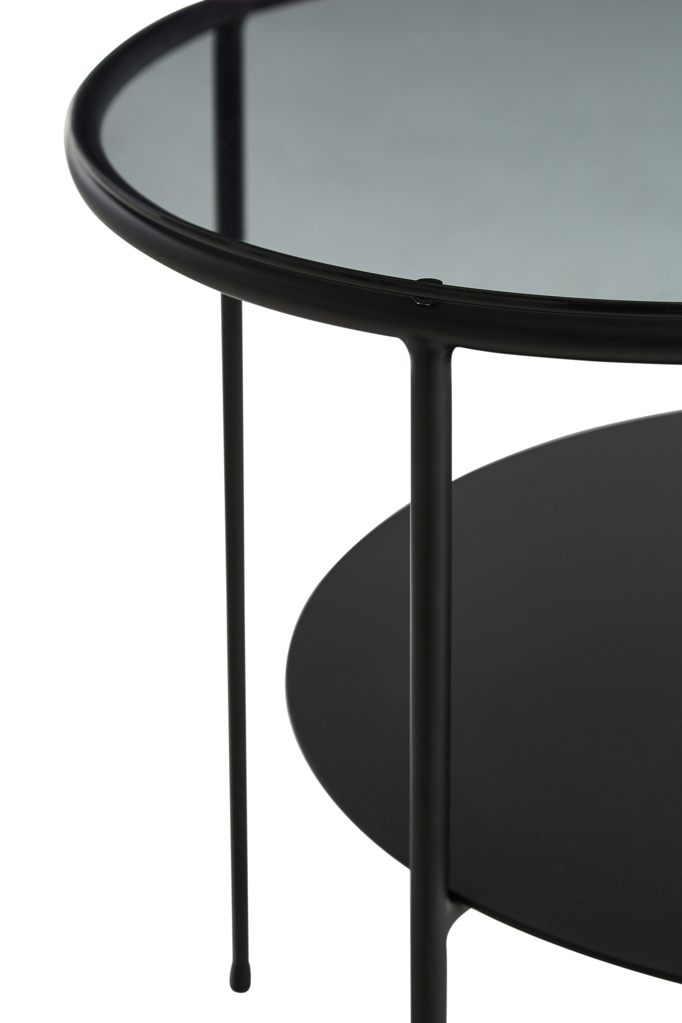 Duo Side Table Black with Dark Smoked Glass Woud