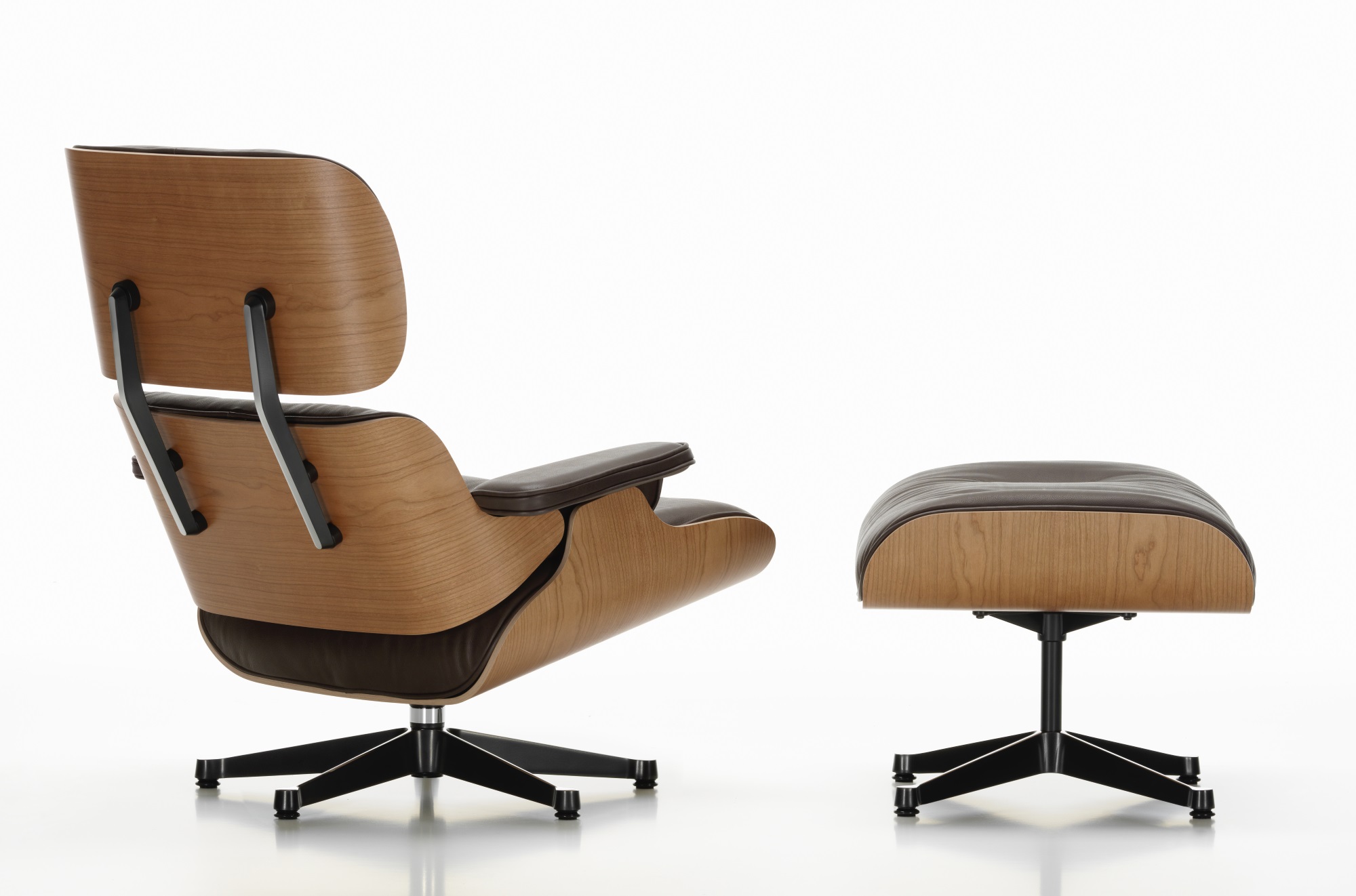 Eames Lounge Chair & Ottoman Armchair Leather Premium Vitra Sides polished black leather premium F black rosewood