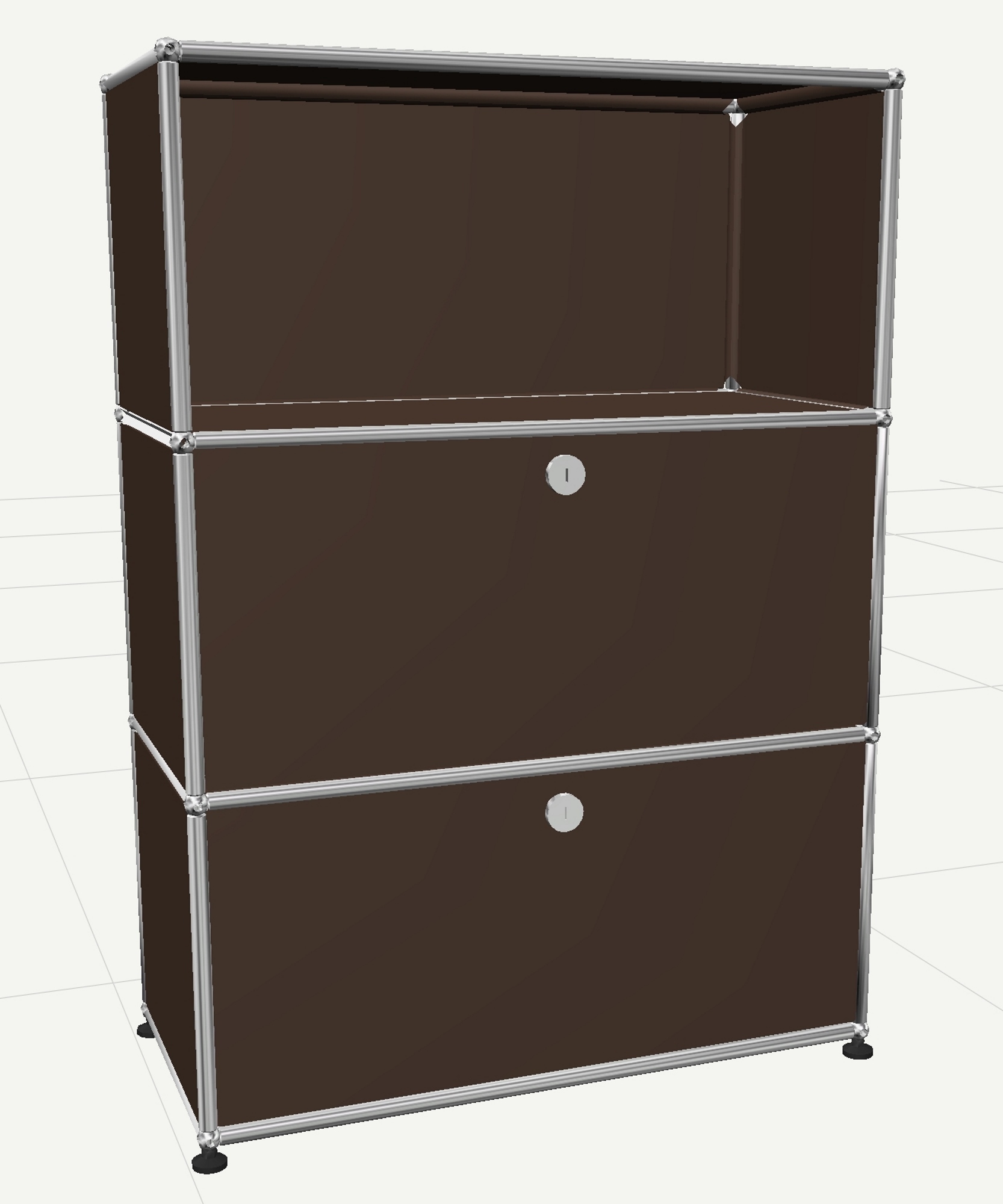 USM Haller Highboard mit 2 Klappen und 1 Fach offen-braun