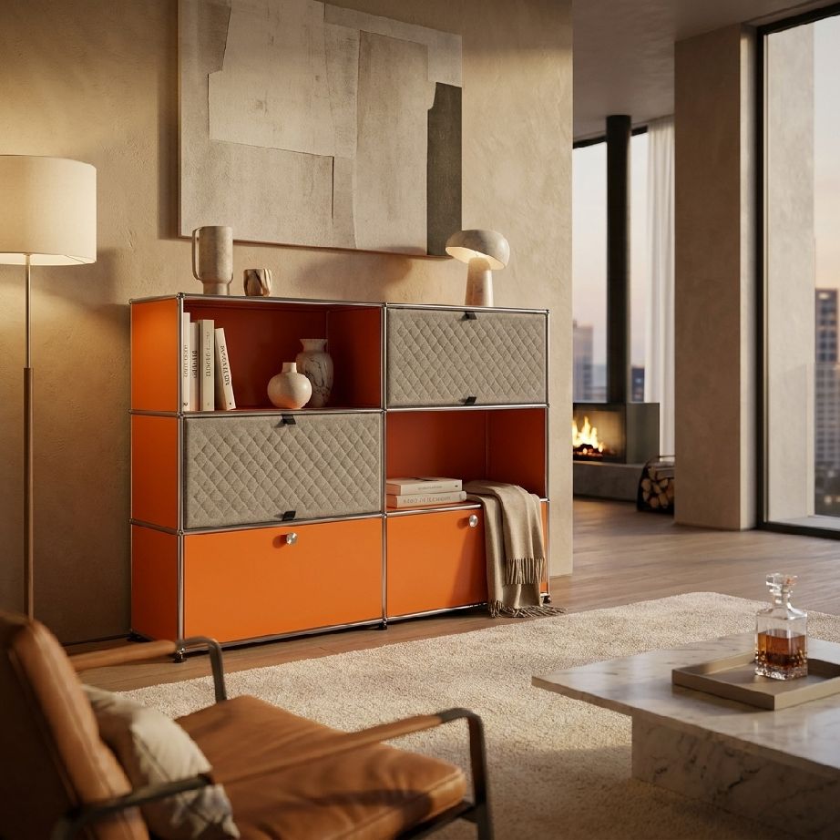 USM Haller Sideboard M66 with Soft Panels Pure White-Taupe
