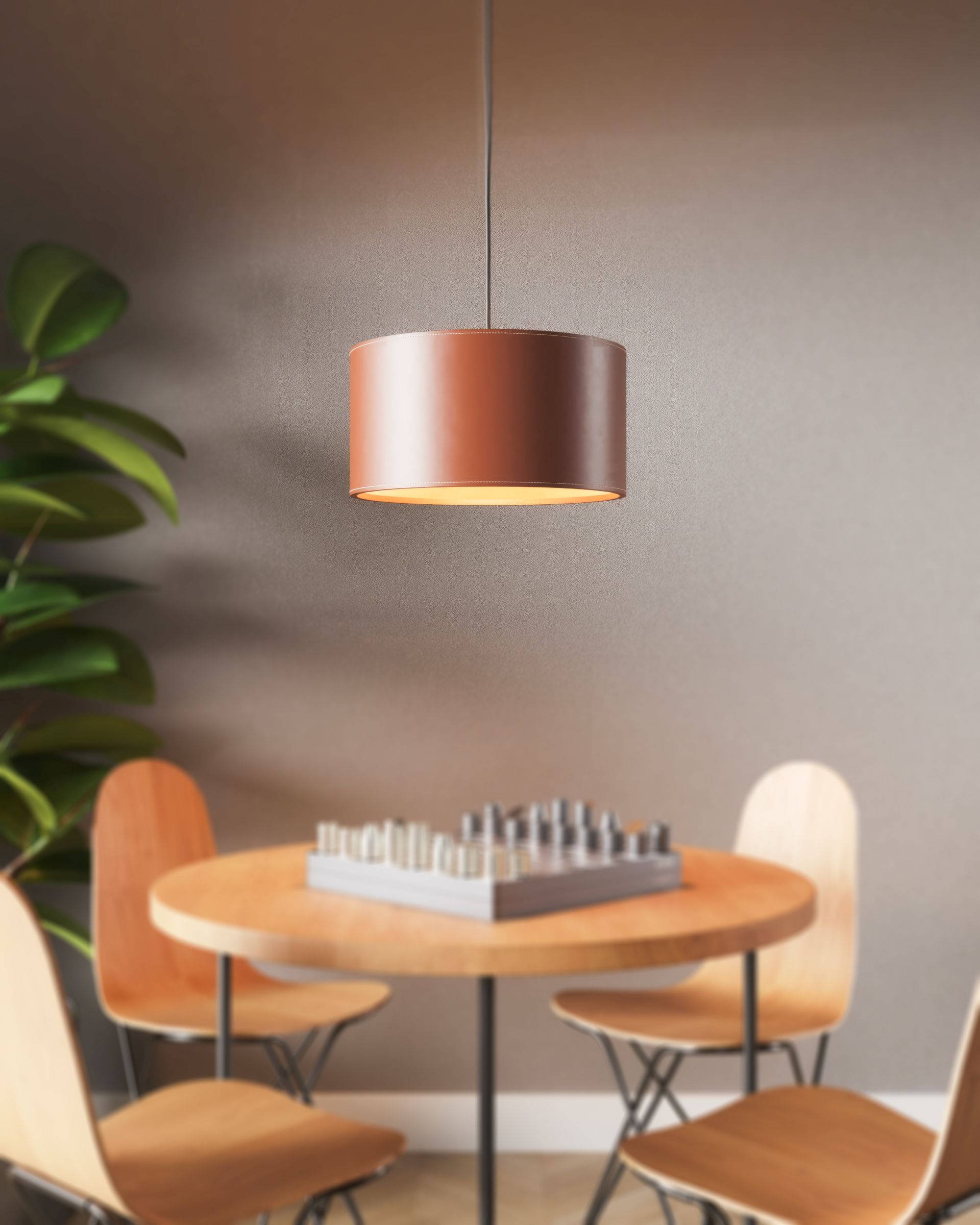 Cylinder Leather Pendant lamp Ø50cm Ocean blue Cuero