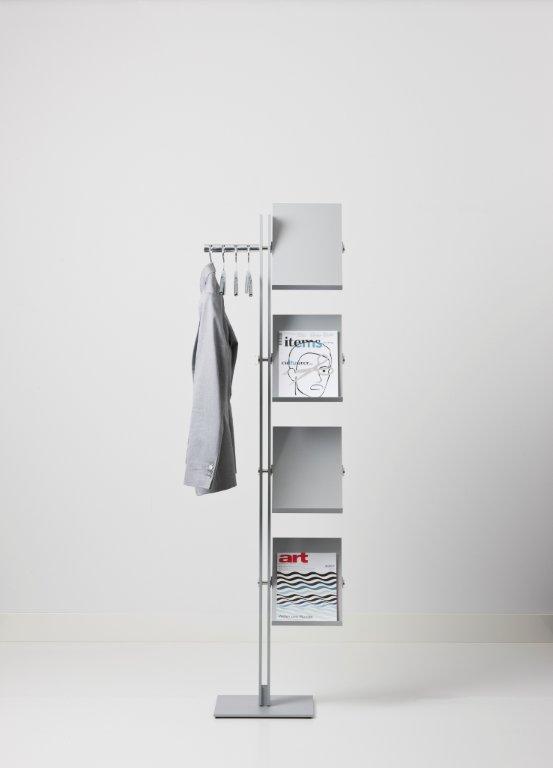Standfree B coat stand with brochure display Cascando