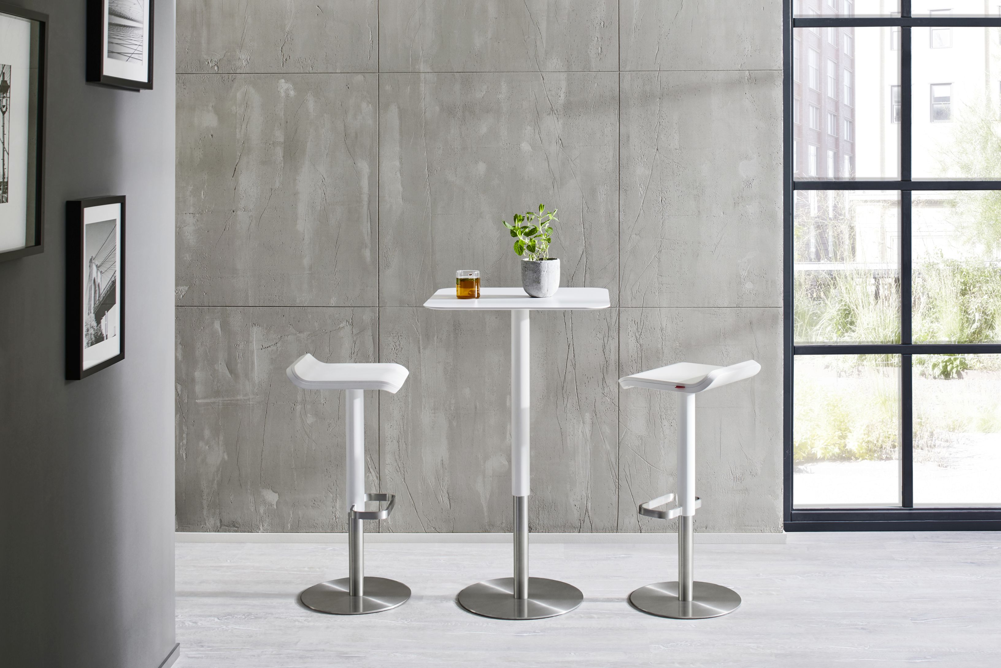 ED Bar Stool Height Adjustable White Moree
