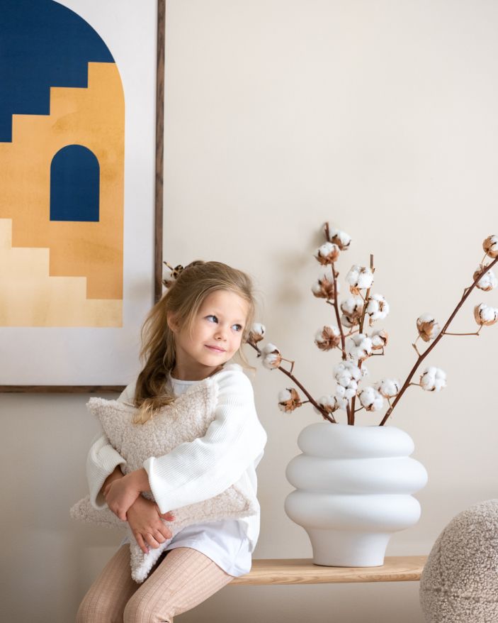 Children's star cushion Wigiwama cream white