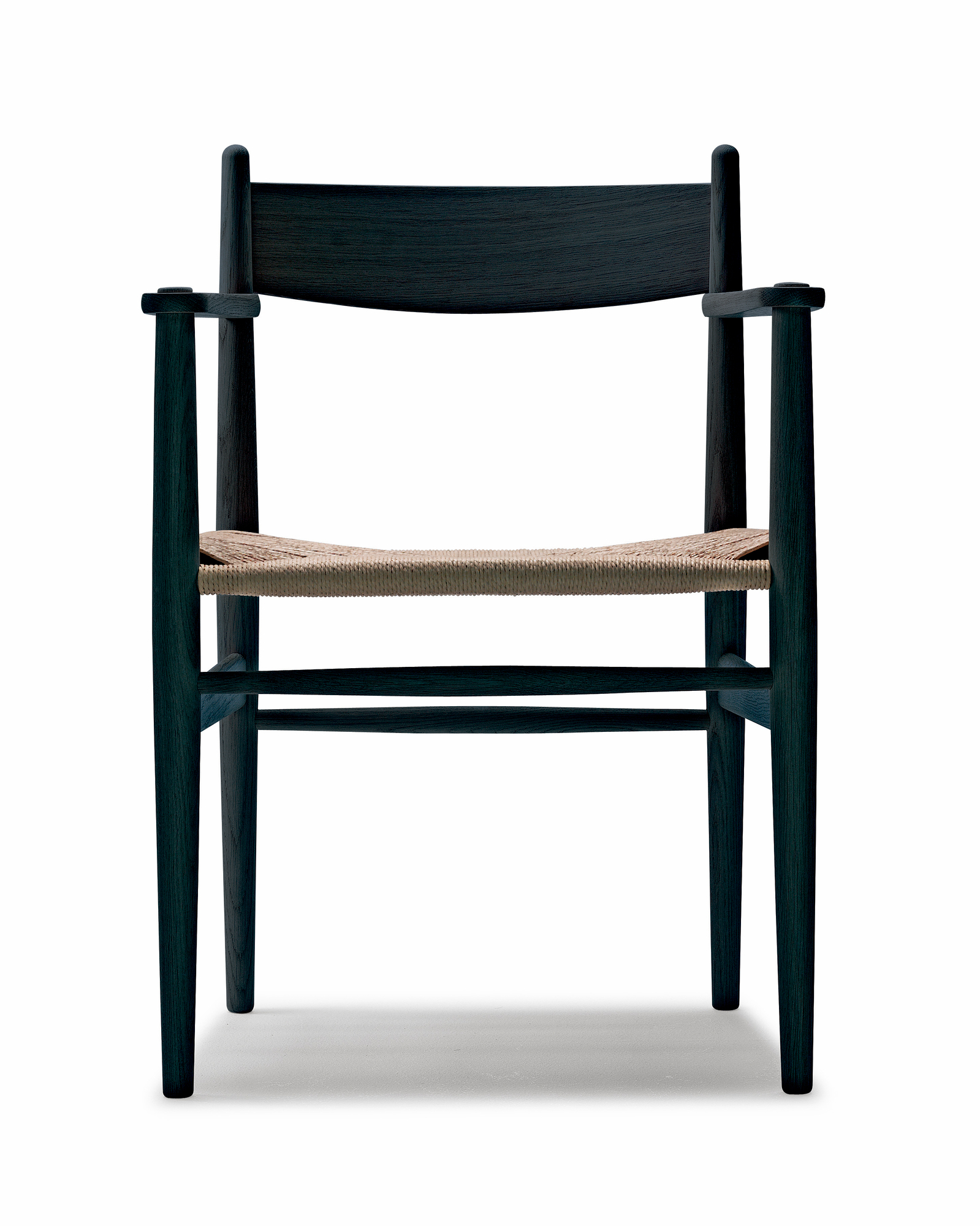 CH37 Chair with armrests Carl Hansen &amp; Søn beech soaped natural braid