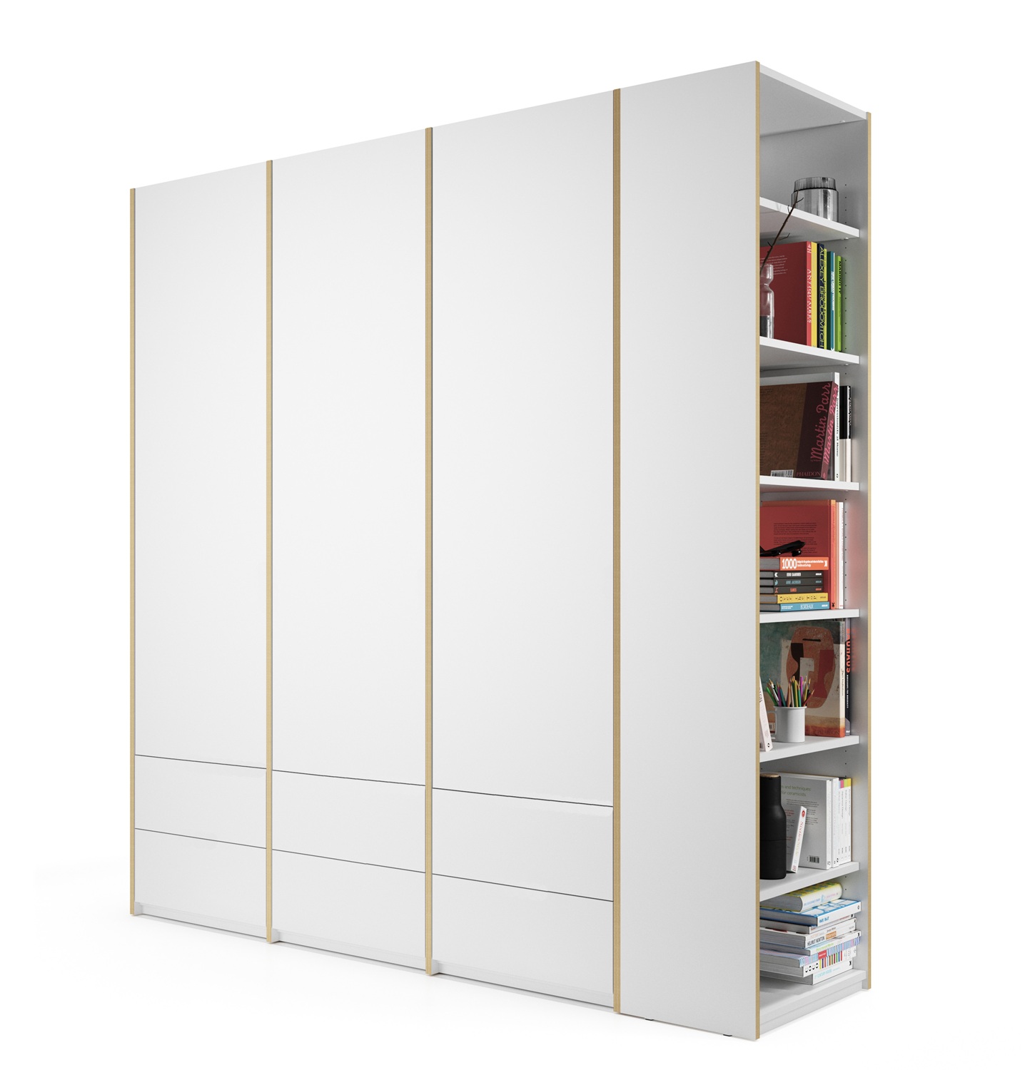 MODULAR PLUS wardrobe combination with add-on shelf right W 212.2 cm Müller Möbelwerkstätten