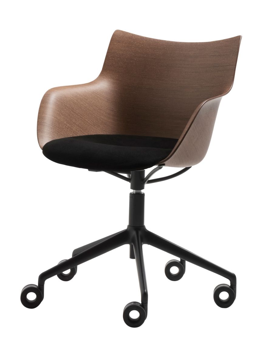 Q/Wood Soft Swivel Chair S1 Dark Wood / Black Frame Kartell