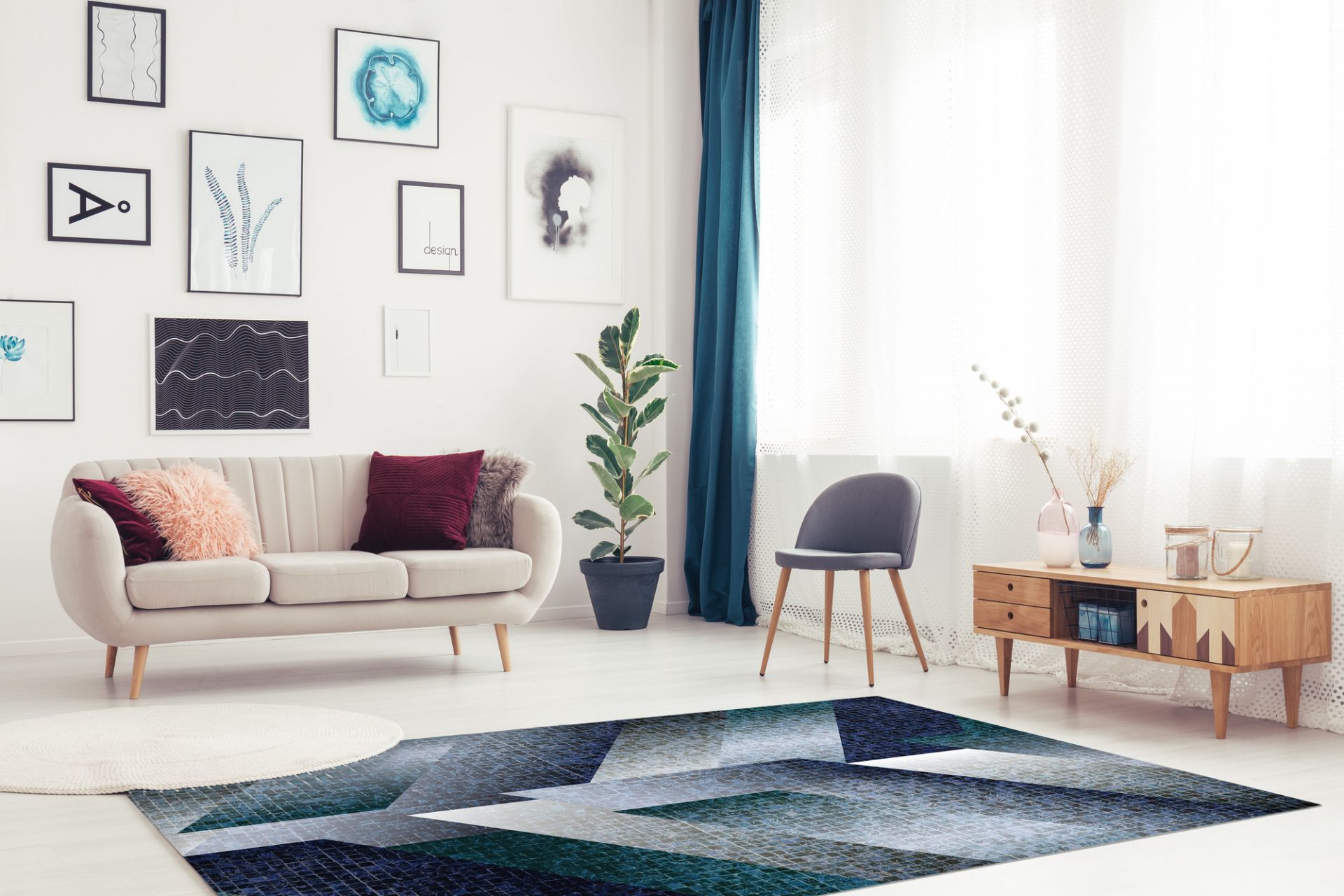 Matteo Vinyl Carpet Tiles Blue Contento SINGLE PIECES