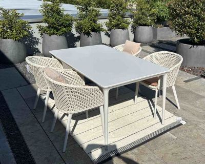 Bellmonde Table and Mbrace Armchair Combination Outdoor Dedon EXHIBITION PIECE