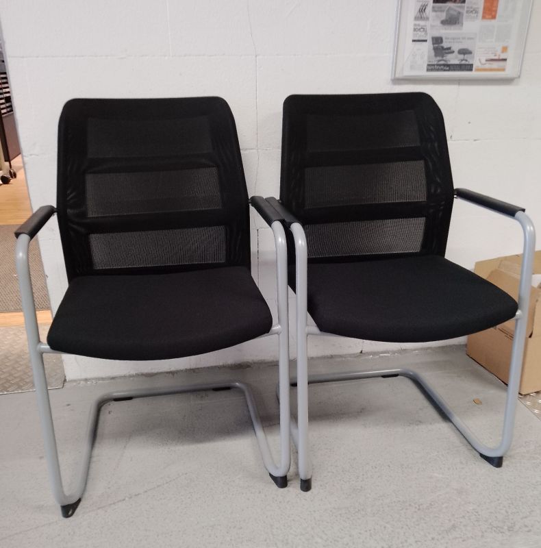 paro_2 cantilever chair with mesh backrest and armrests set of 2 Wiesner Hager EXHIBITION PIECE / USED FURNITURE