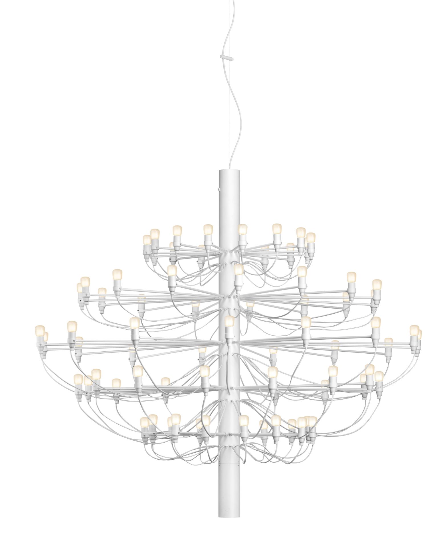 2097/75 Chandelier White with Frosted Bulbs Flos
