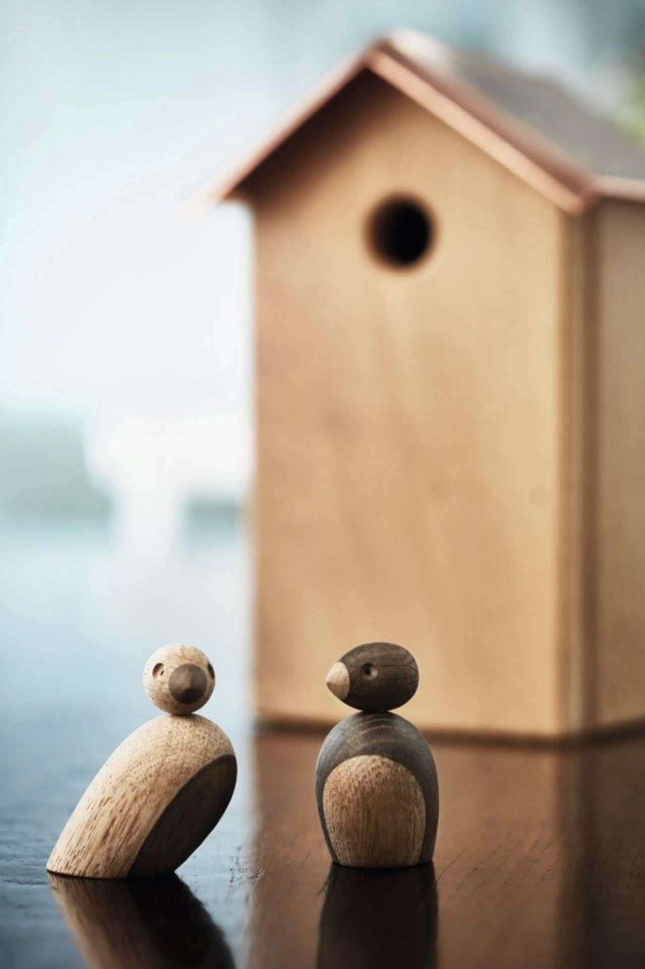 Pair of sparrows wooden figures Kay Bojesen SINGLE PIECES