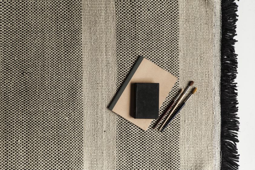 Tres Stripes Rug black 80x240cm Nanimarquina