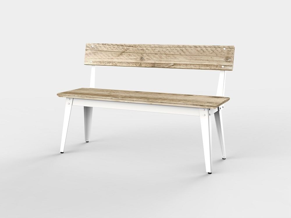 6Grad Outdoor bench with Backrest 125 cm Jan Cray White lumber raw