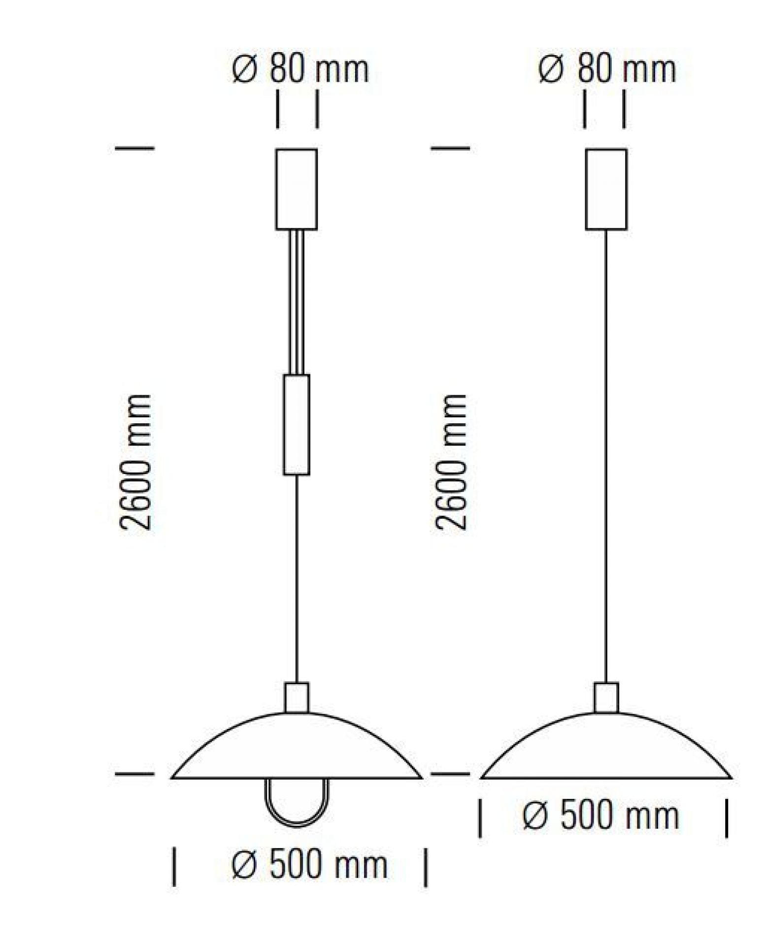 HMB 25/500 HMB25/500 Bauhaus Pendant Lamp Tecnolumen without pulley