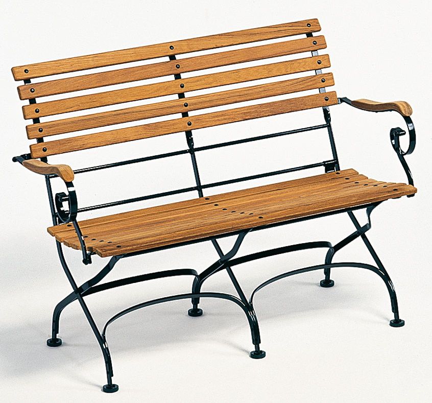 Classic 2-Seater Bench with Armrests Outdoor Dark Green Weishäupl
