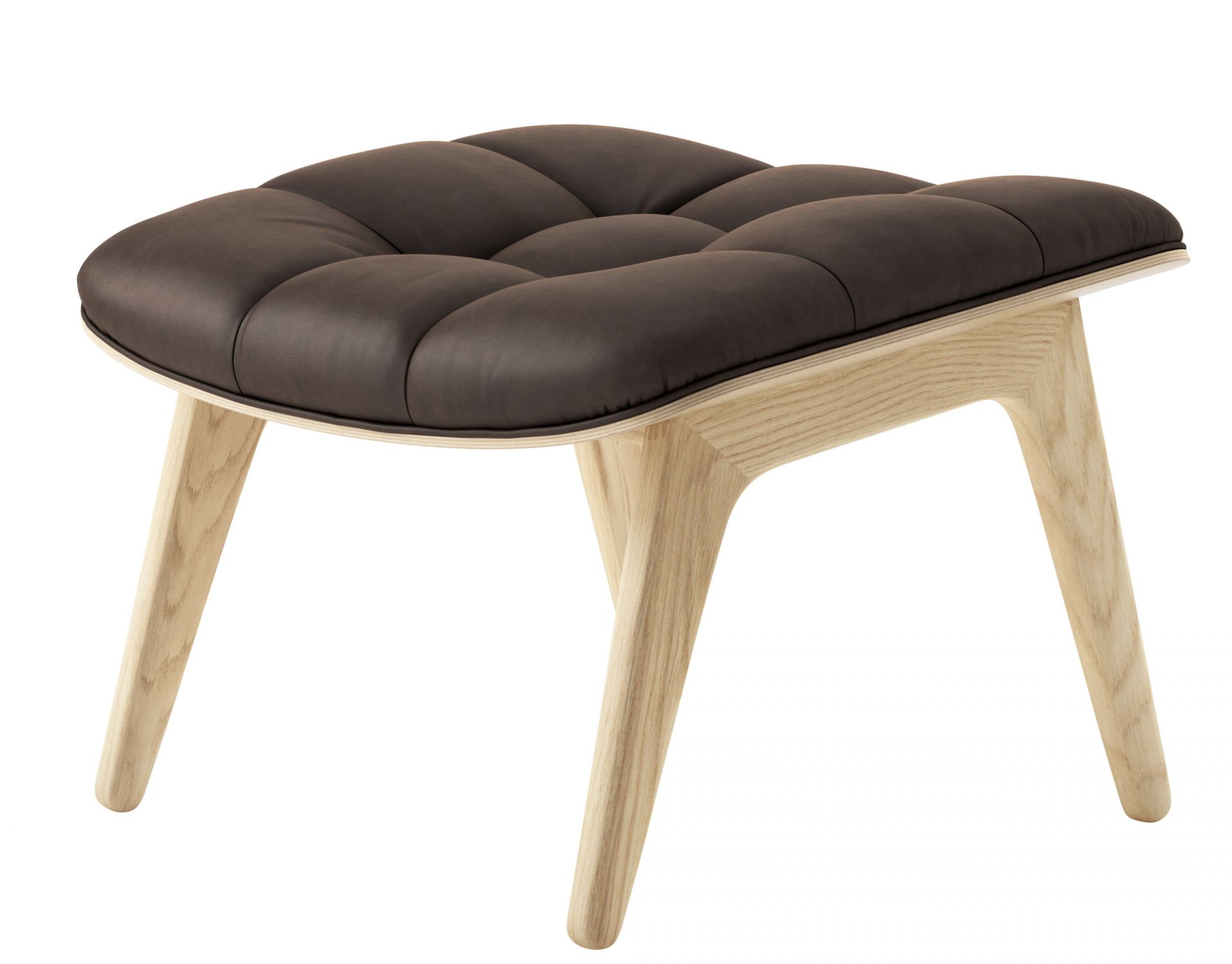 Mammoth Ottoman Leather Cover Norr11 Natural oak Dunes Leather Dark brown