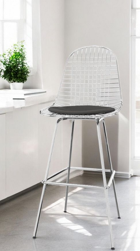 Eames Wire Bar Stool Bar stool High with seat cushion Vitra 