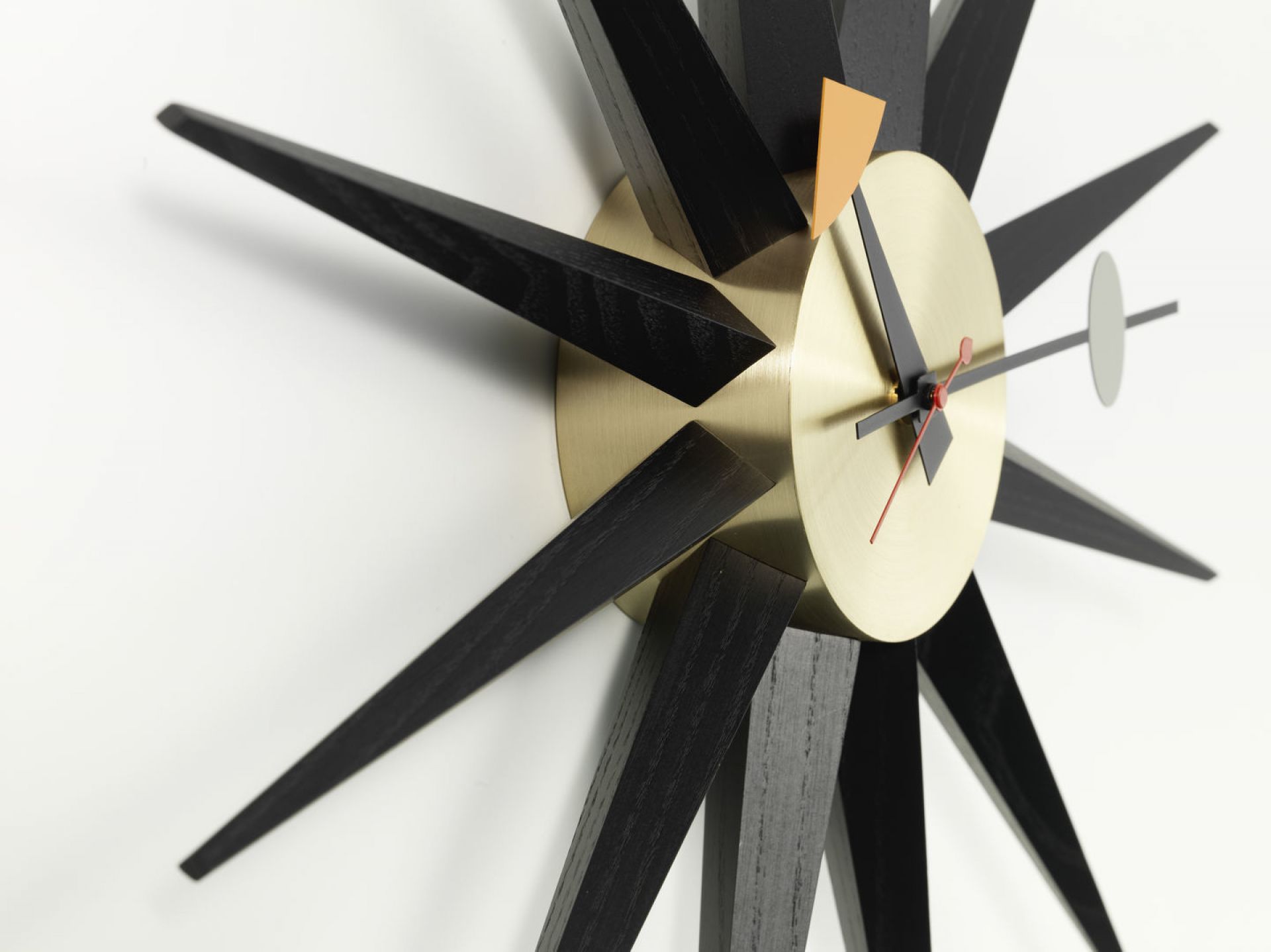 Sunburst Clock Wall Clock - black / brass Vitra