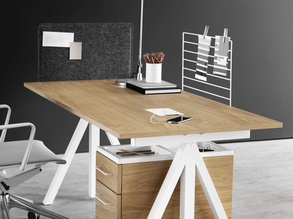 Height Adjustable Desk String Furniture Oak