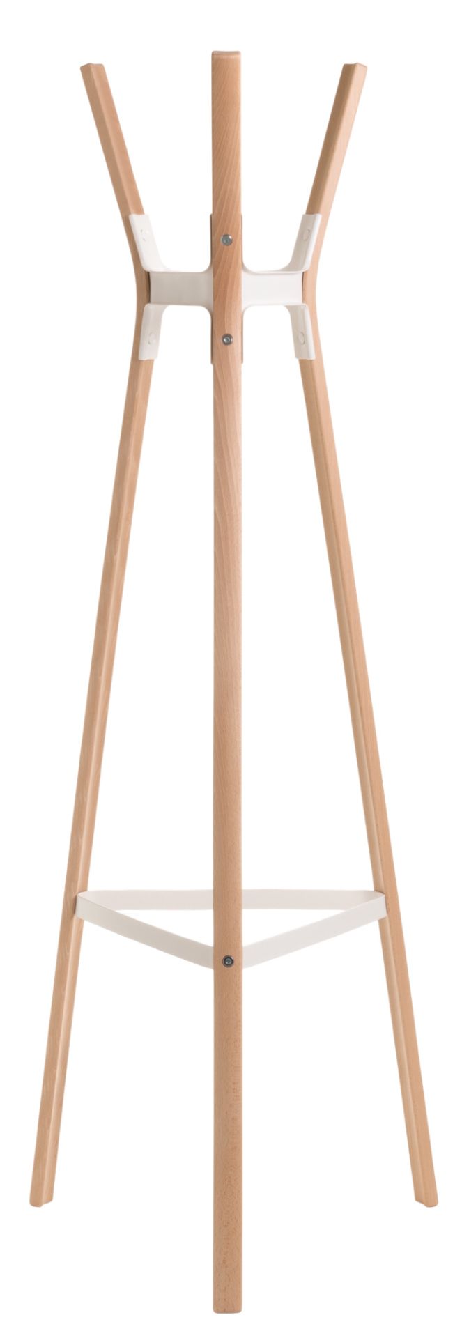 Magis Steelwood Coat Stand Garderobenständer aus hellem Holz und weißem Stahl, modernes Design für Flur und Büro.