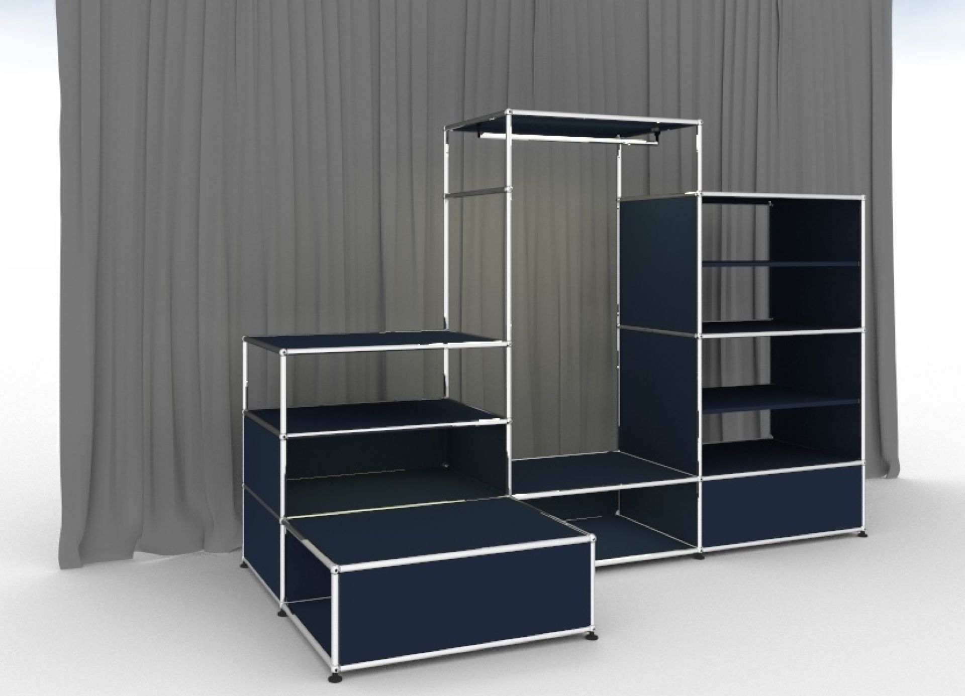 E Wardrobe illuminated steel blue USM Haller - QUICK SHIP