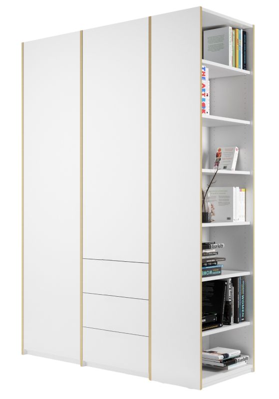 MODULAR PLUS wardrobe combination with add-on shelf on the right and 3 drawers Müller Möbelwerkstätten