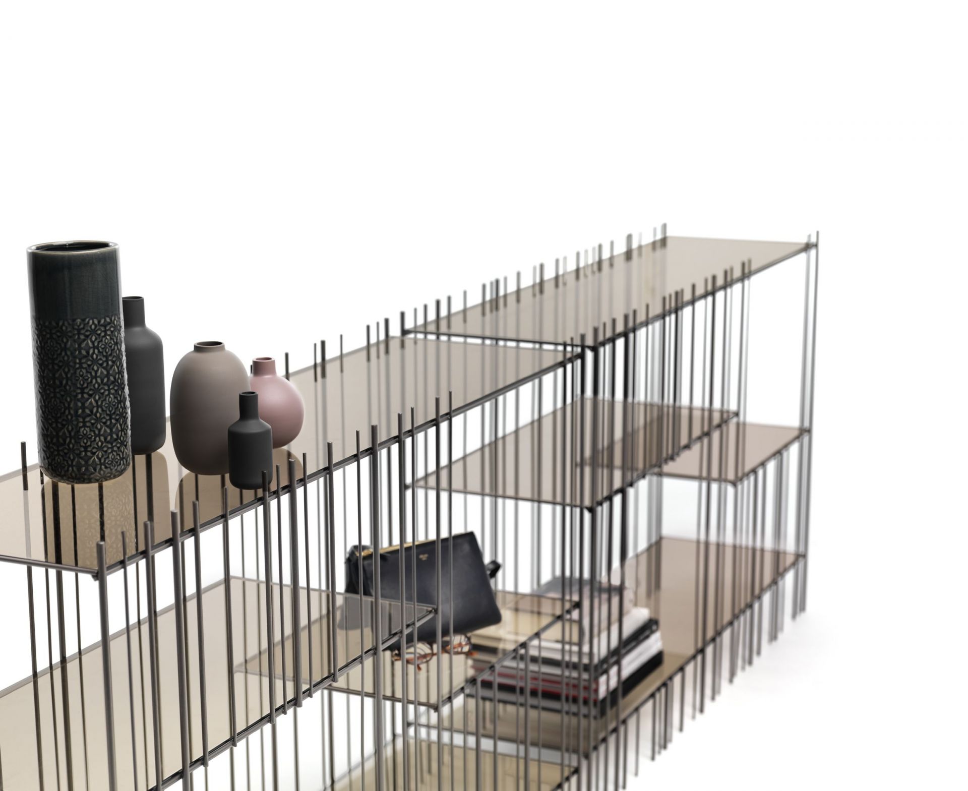 Metrica Console with 4 shelves in colour bronze Mogg