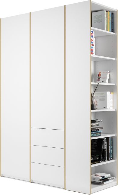 MODULAR PLUS wardrobe combination with add-on shelf on the right and 3 drawers Müller Möbelwerkstätten