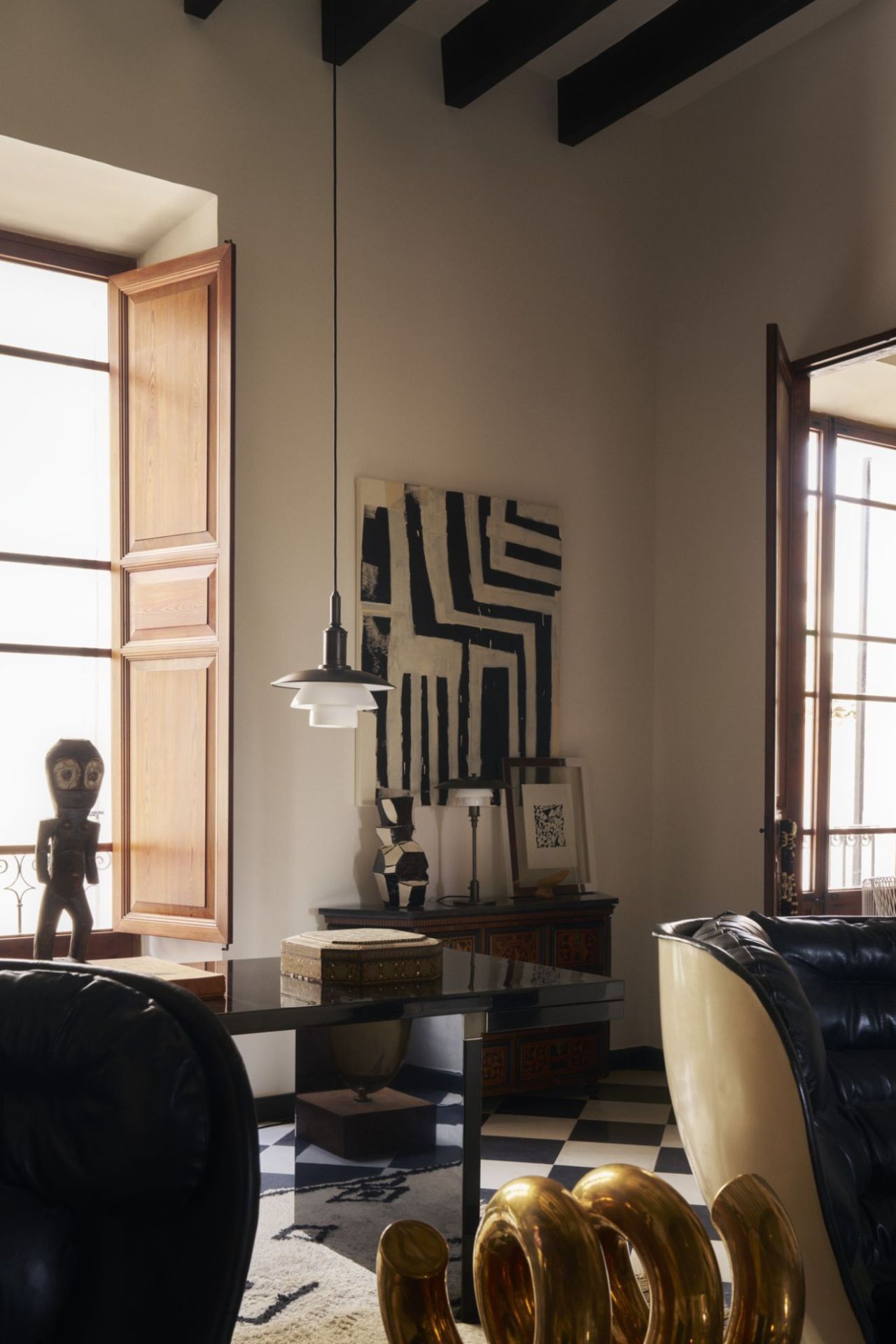 PH 3/3 Aged Brass Opal pendant light Louis Poulsen
