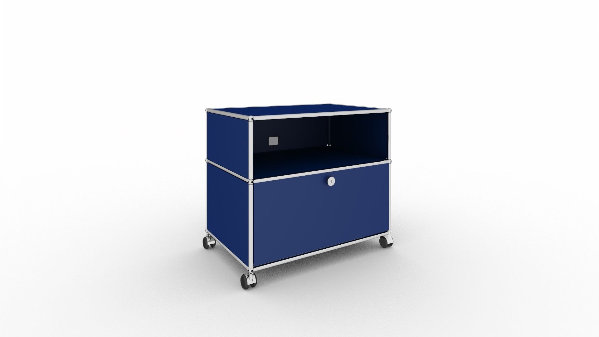 USM Haller TV Möbel auf Rollen enzianblau