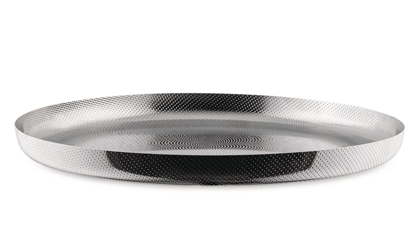 JM14/35 T Tray round stainless steel 18/10 with relief decoration Alessi SINGLE PIECES