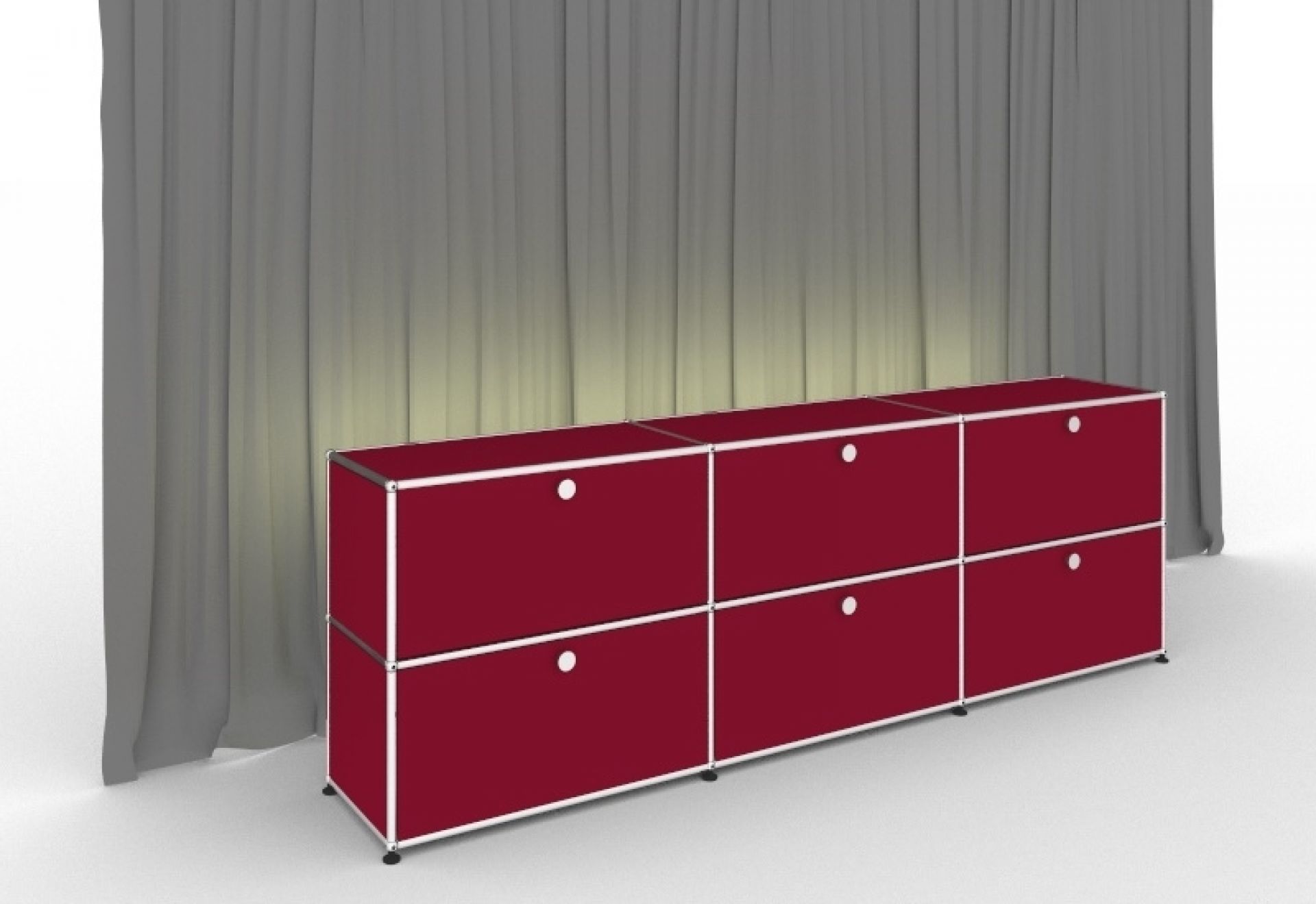 E illuminated Sideboard 6 folding doors ruby red USM Haller