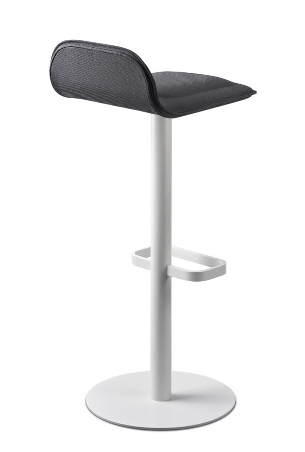 Dave Bar Stool White with Seat Cushion in Anthracite Moree